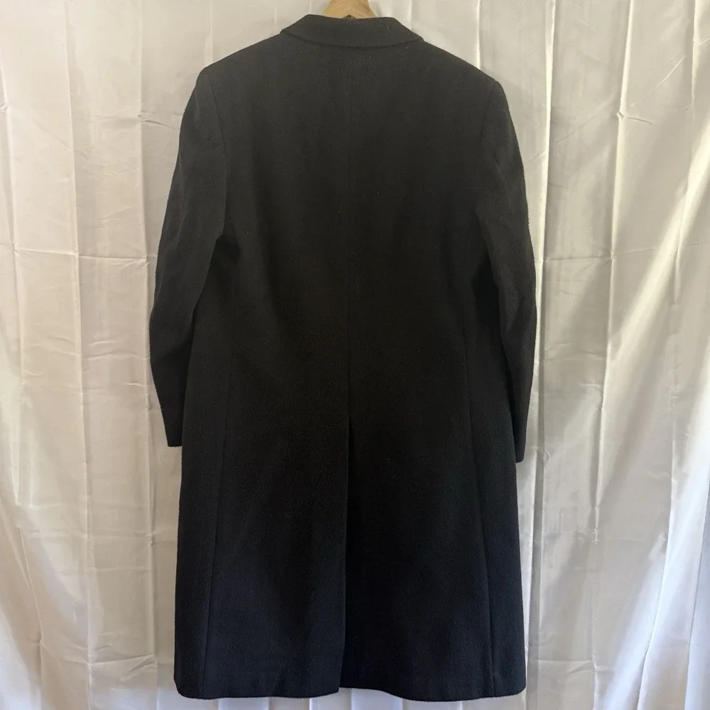 Vtg Nino Cerutti Mens Overcoat Wool Cashmere Black Topcoat Double Breasted 46 L